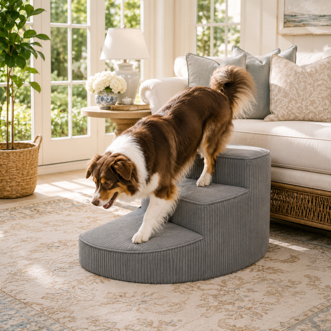 The Fur Lodge Orthopedic Dog Stairs for Couch Non-Slip Foam Pet Steps