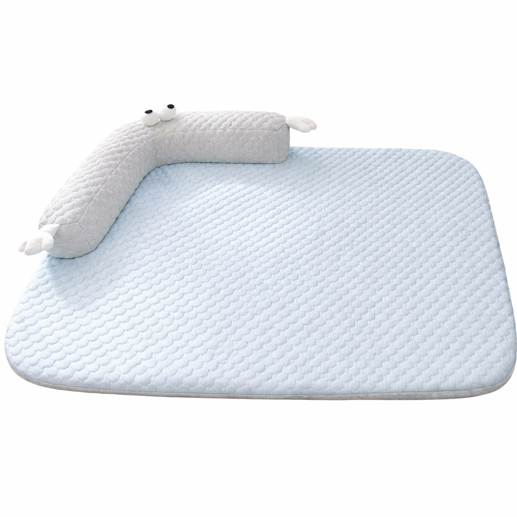 The Fur Lodge Luxury Silk Padded Cooling Mat for Dogs & Cats Blue