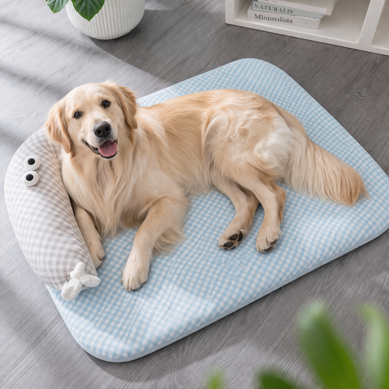 The Fur Lodge Luxury Silk Padded Cooling Mat for Dogs & Cats Blue