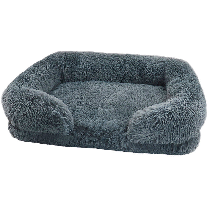 Dark grey Nuzzinel Biscuit calming sofa dog bed