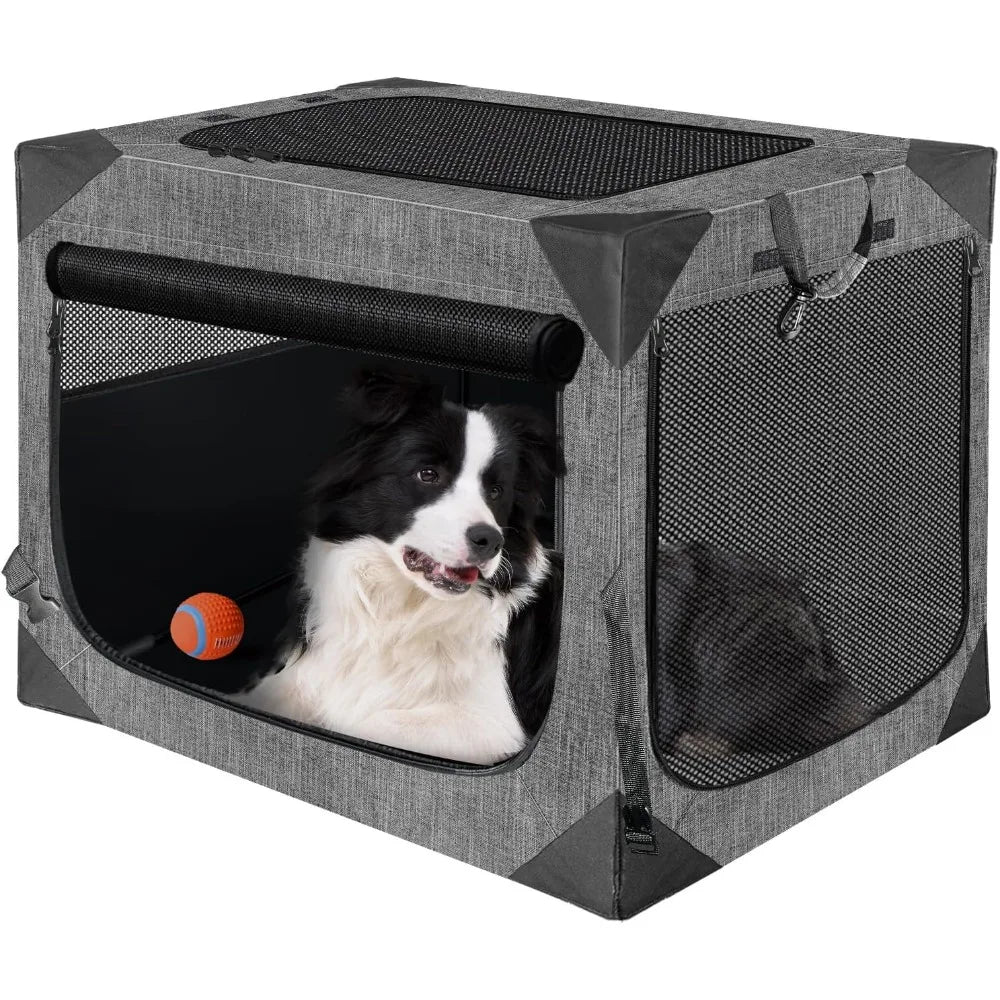 Nuzzinel Den collapsible travel crate for large dogs