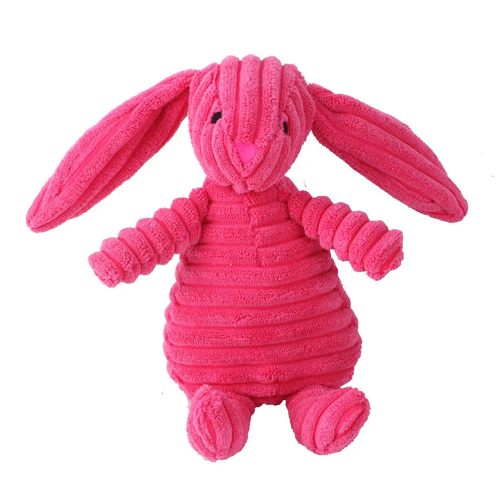 Cordy rabbit corduroy plush squeaky dog toy by Nuzzinel