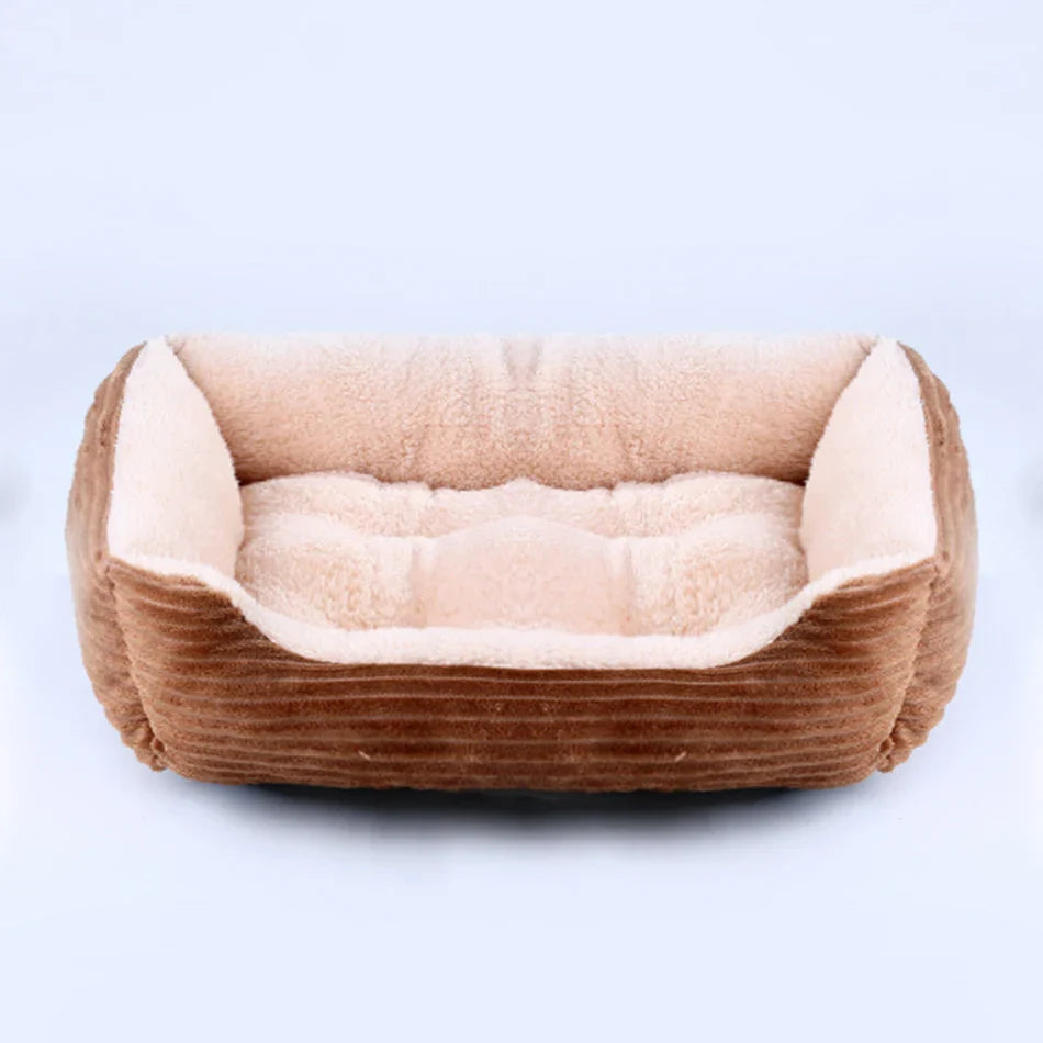 Nuzzinel Puff calming bolster dog bed in light brown