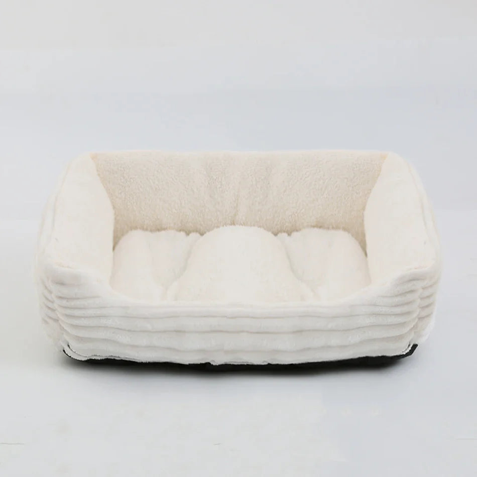 Nuzzinel Puff calming bolster dog bed in beige