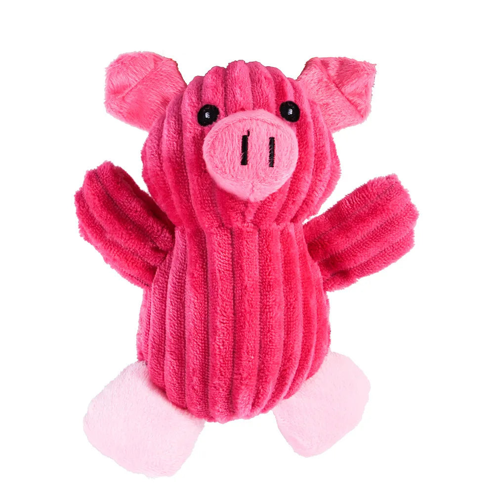 Cordy pig corduroy plush squeaky dog toy by Nuzzinel