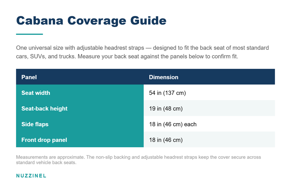 Cabana Full-Backseat Dog Car Cover — Size guide