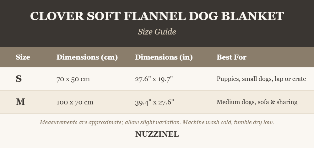 Clover Soft Flannel Dog Blanket — Size guide
