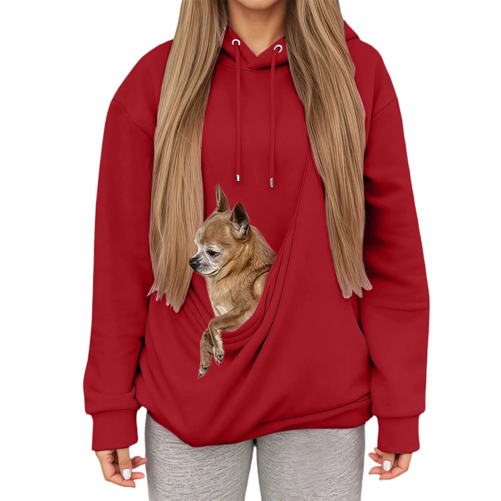 Kanga Wearable Dog Carrier Hoodie – Red