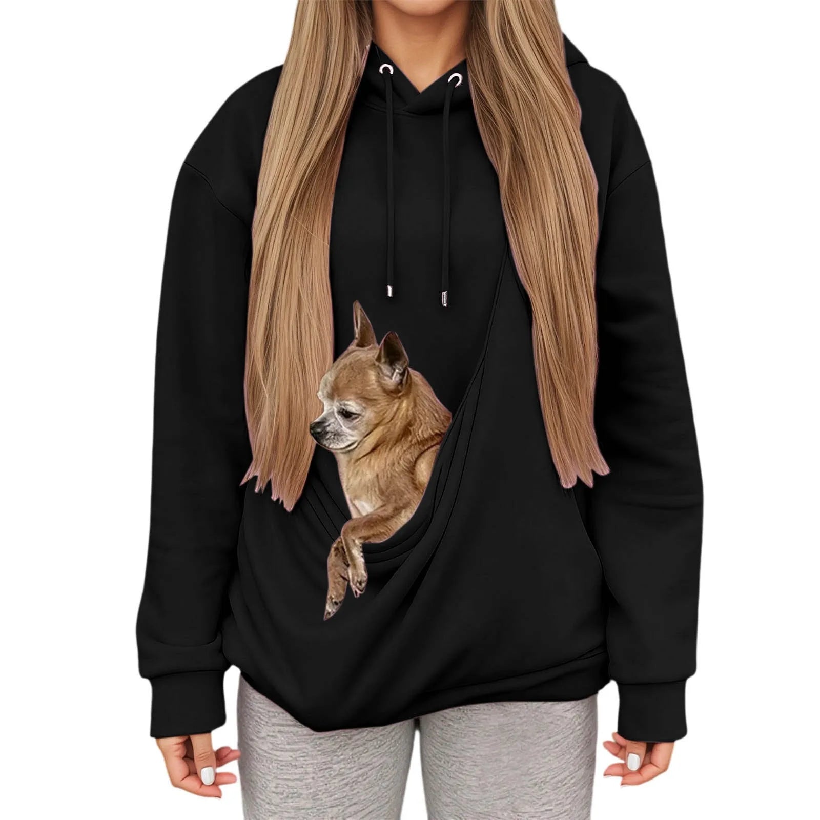 Kanga Wearable Dog Carrier Hoodie – Black