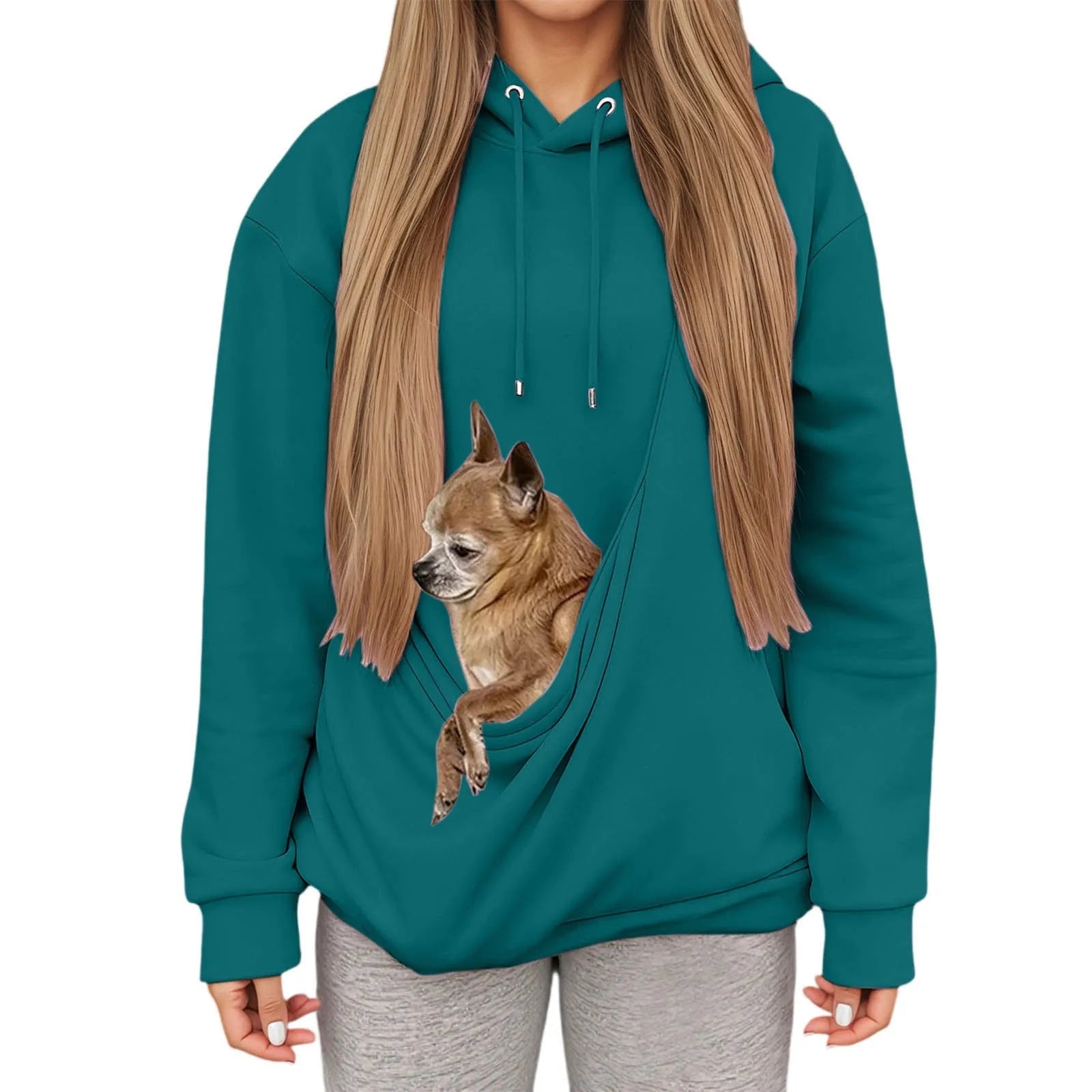 Kanga Wearable Dog Carrier Hoodie – Turquoise