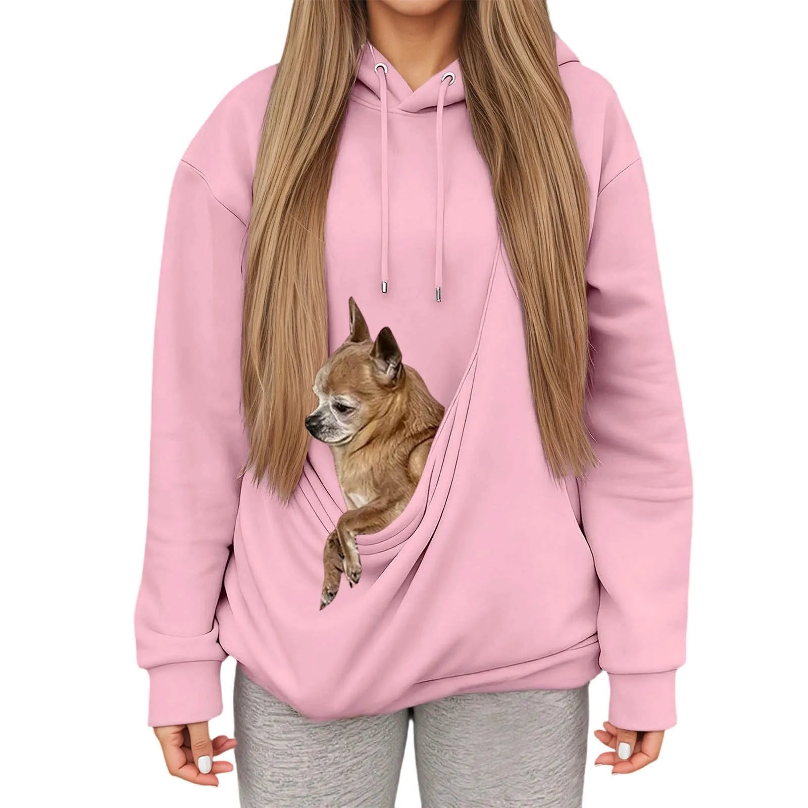 Kanga Wearable Dog Carrier Hoodie – Pink