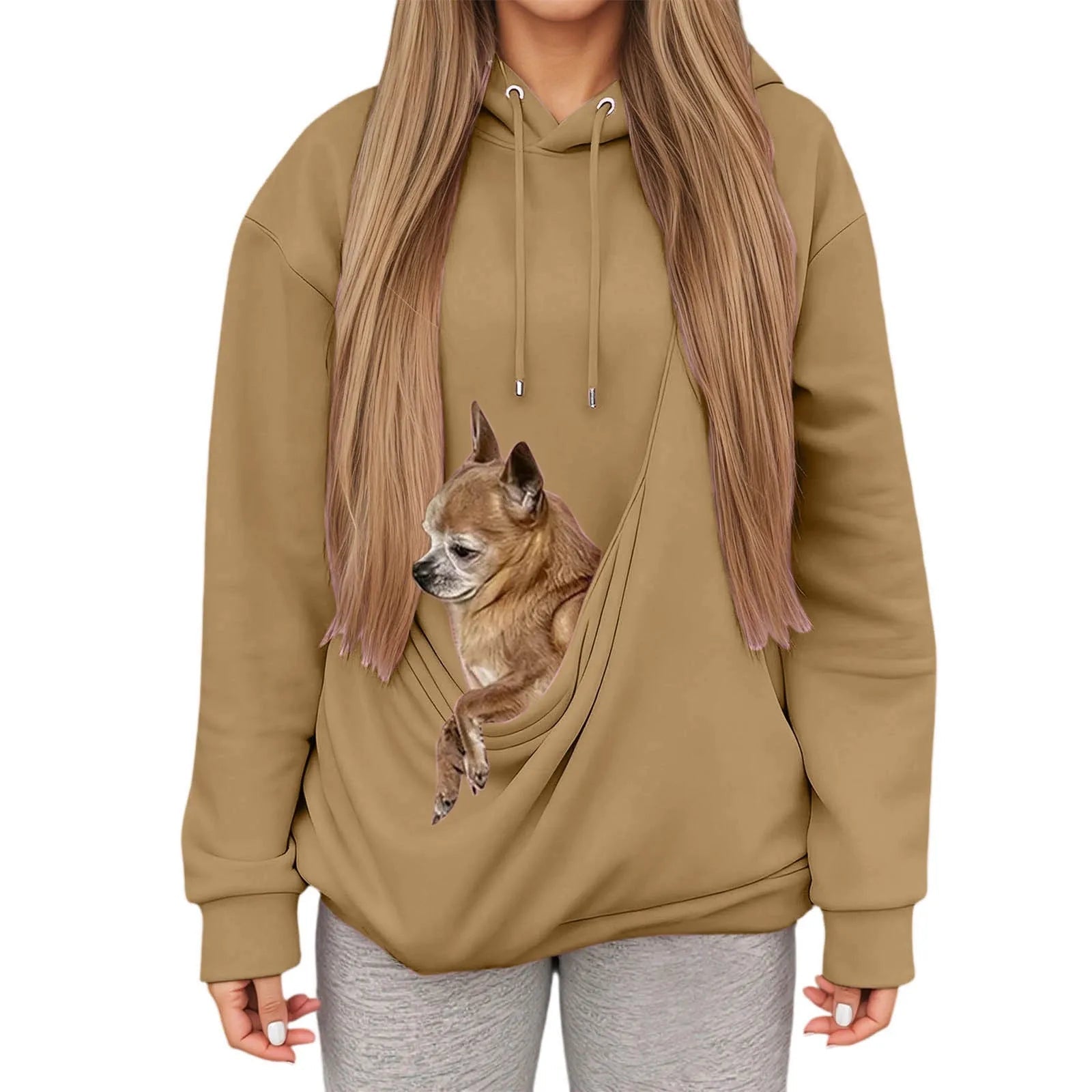 Kanga Wearable Dog Carrier Hoodie – Camel