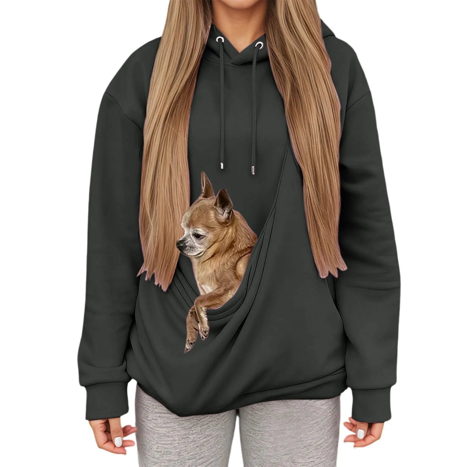 Kanga Wearable Dog Carrier Hoodie – Dark Gray