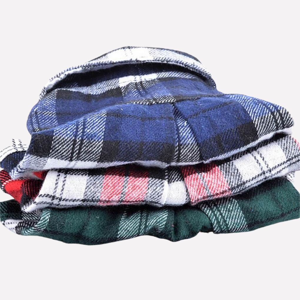 Close-up of the plaid cotton fabric on the dog shirt