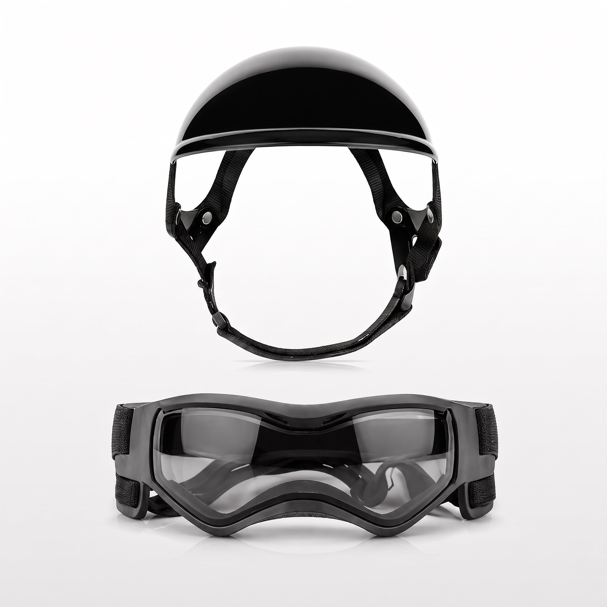 Maverick dog helmet and goggles set in Black