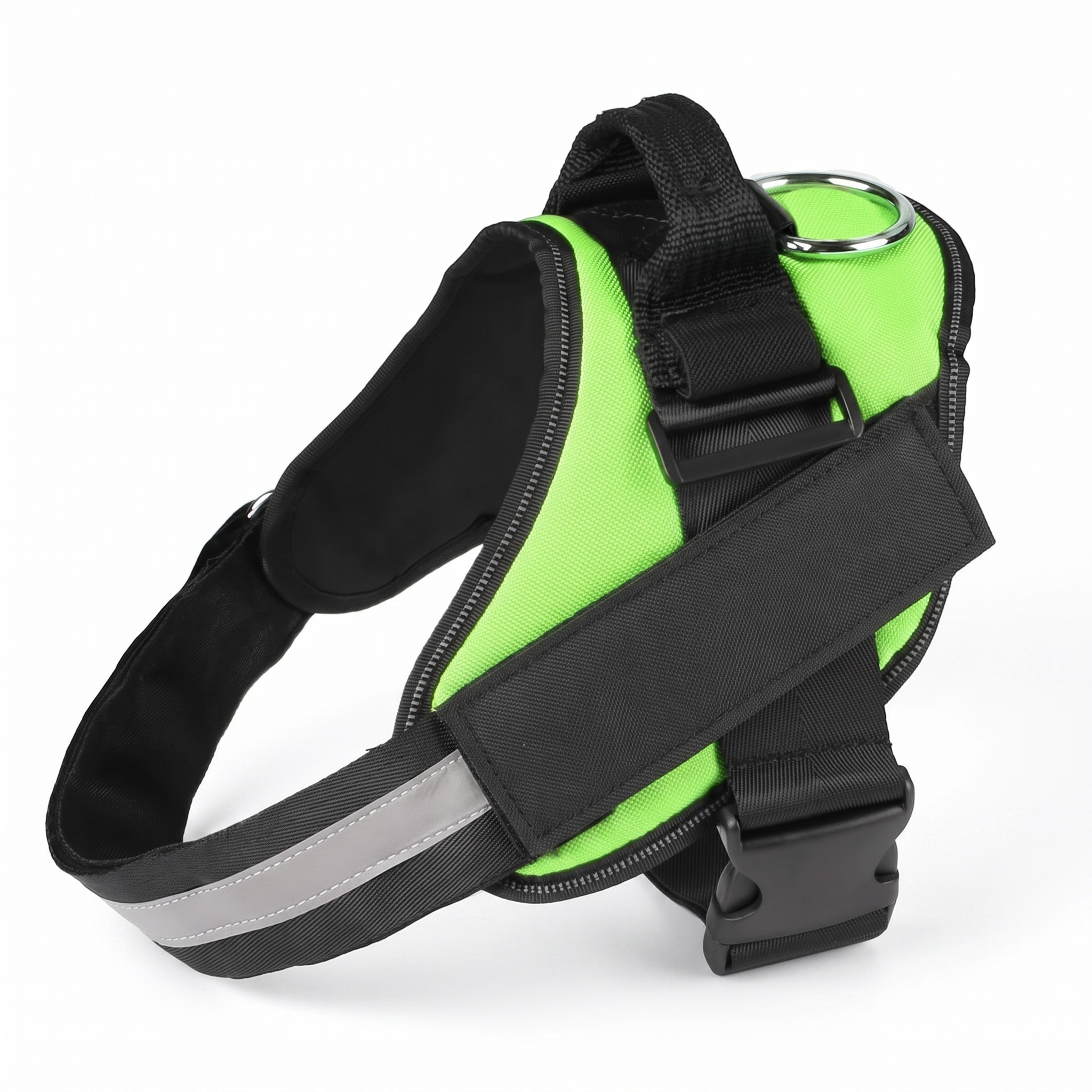 Steady No-Pull Dog Harness in Green with top handle and reflective strap