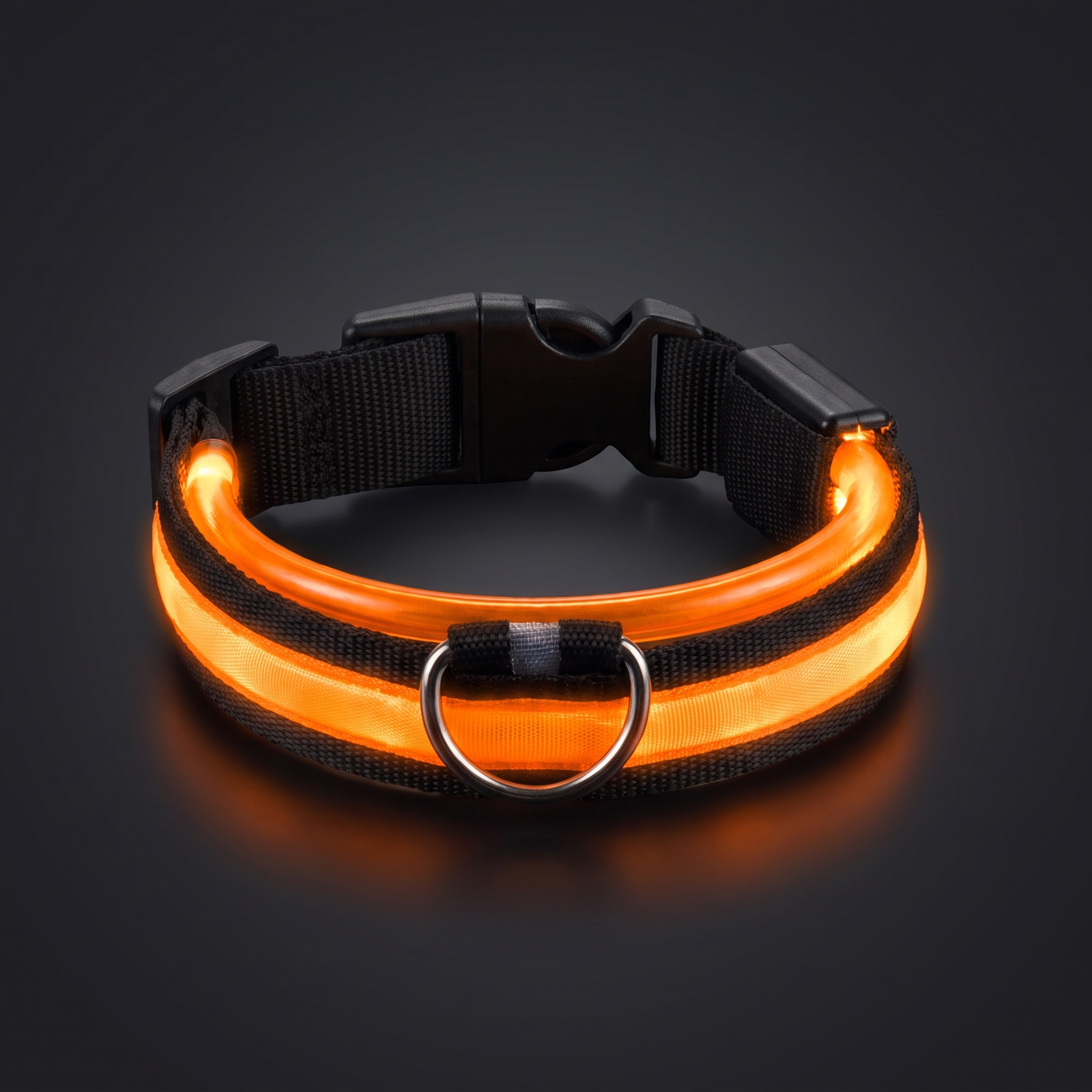 Glimmer LED dog collar glowing orange