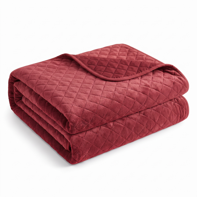 Snug plush quilted dog couch blanket in Red