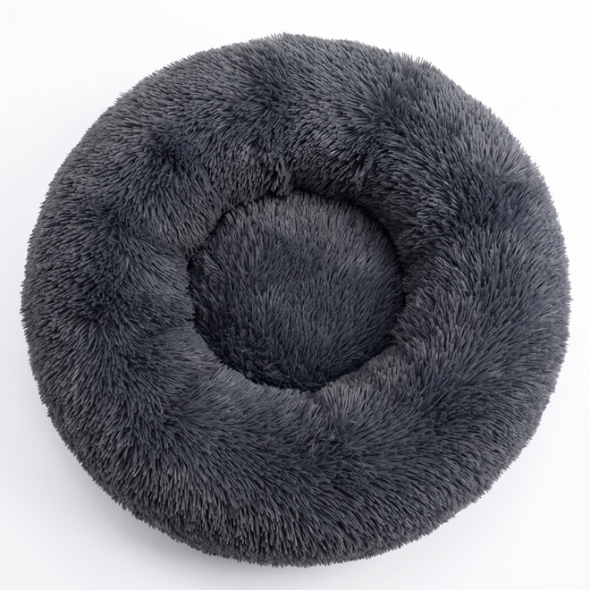 Cloud calming donut dog bed in Charcoal