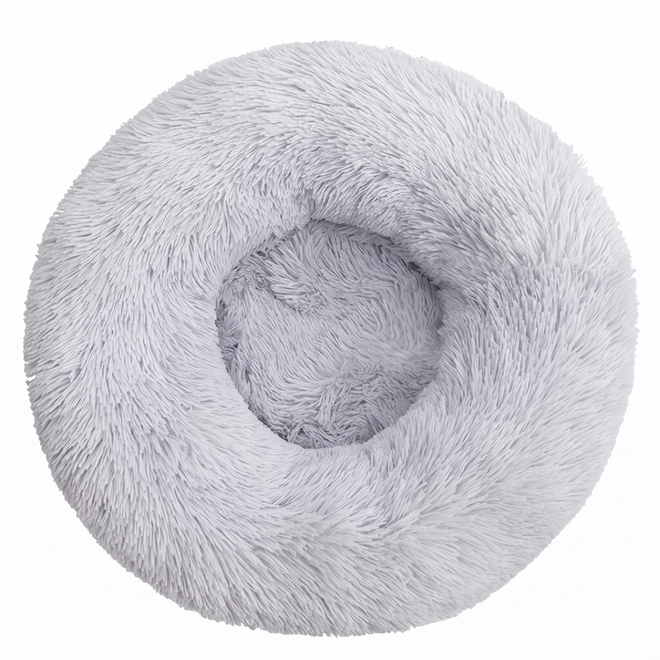 Cloud calming donut dog bed in Light Gray