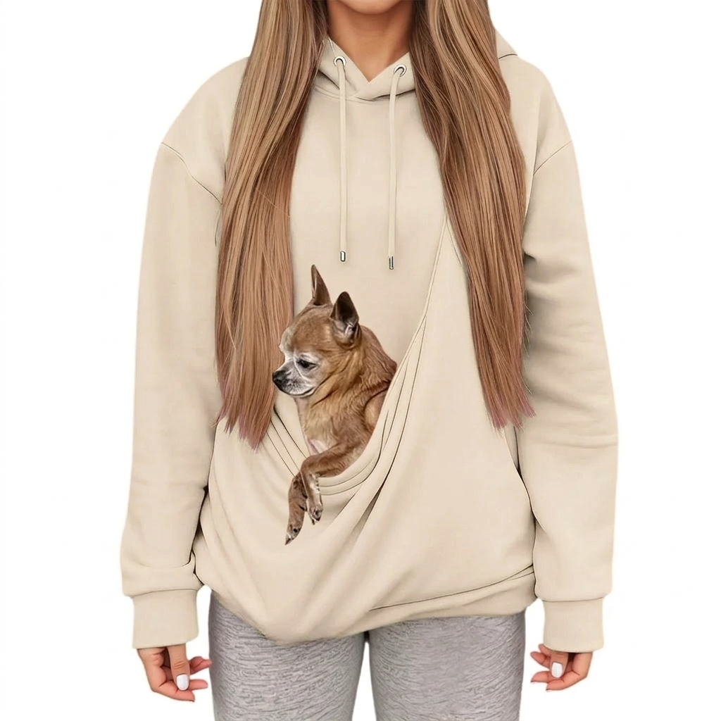 Kanga Wearable Dog Carrier Hoodie – Beige