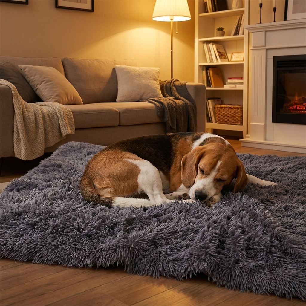 Beagle on a Willow Dark Gray calming plush dog blanket
