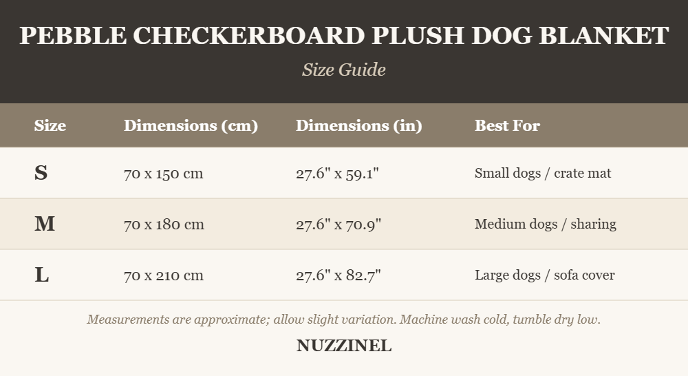 Pebble Checkerboard Plush Dog Blanket — Size guide