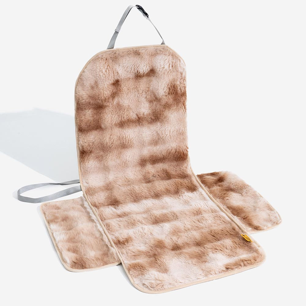 Roadie brown faux-fur dog car seat cover set