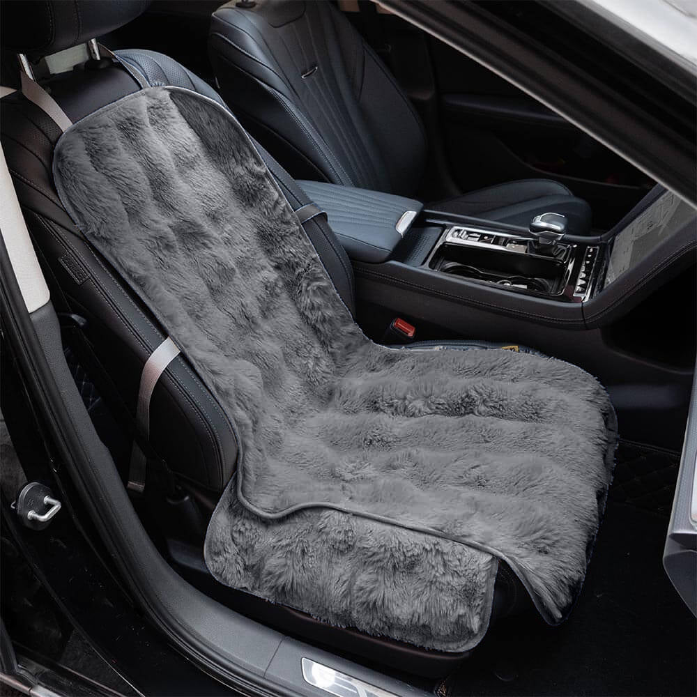 Roadie grey faux-fur dog car seat cover, single seat