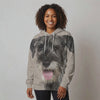 Woman wearing the Schnauzer Big Face Hoodie