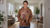 Woman wearing the Vizsla all-over-print hoodie at home
