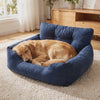 Golden retriever settling into the Nuzzinel Trio dog bed