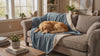 Golden Retriever resting on the grey Cabin sherpa dog blanket