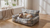 Baxter Plaid Dog Sofa Bed – French Bulldog resting in the grey plaid bed