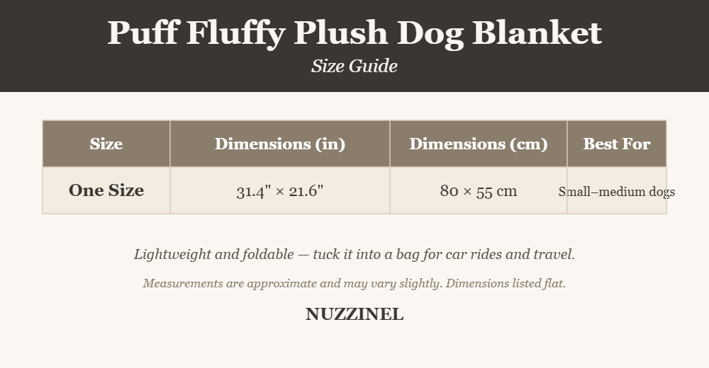 Puff Fluffy Plush Dog Blanket — Size guide