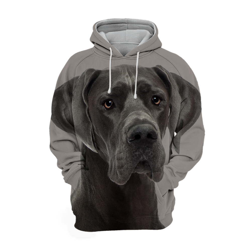 Great Dane big face all-over print hoodie, front