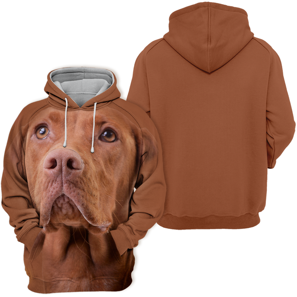 Vizsla hoodie, front print and rust back