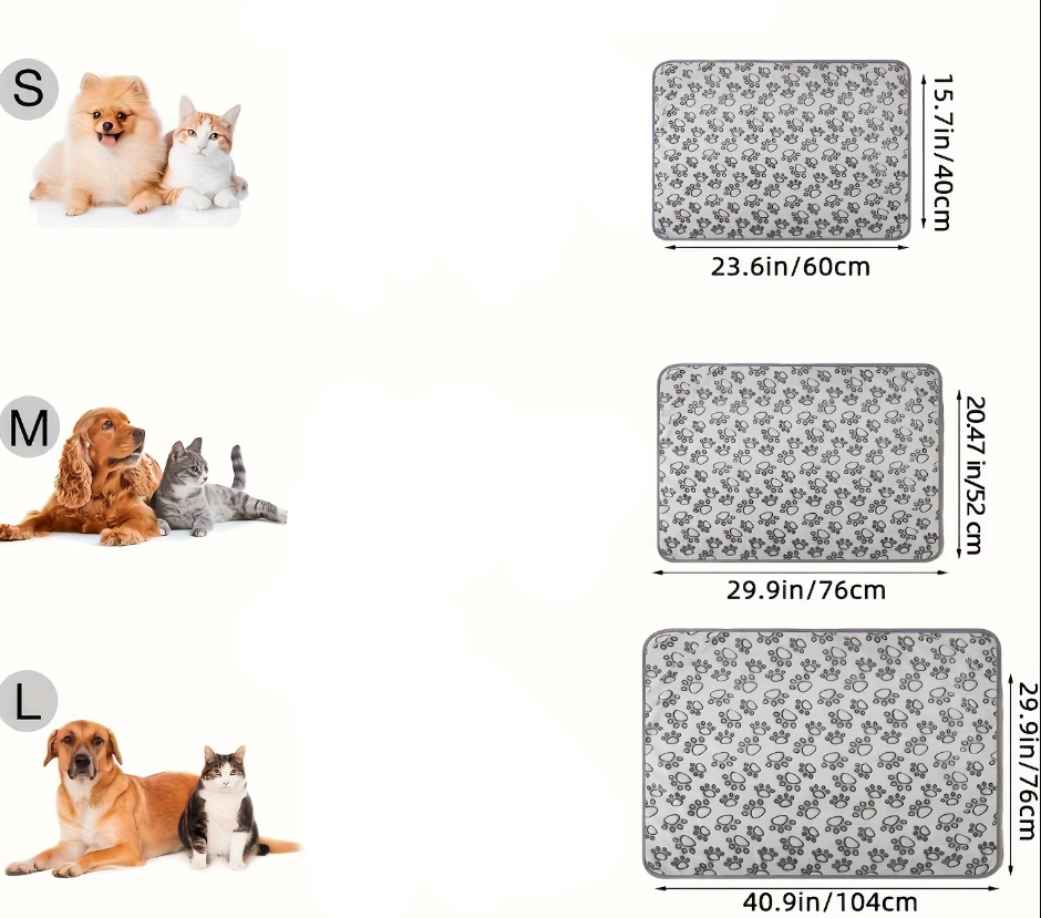 Cuddle paw-print dog blanket size reference with small dogs