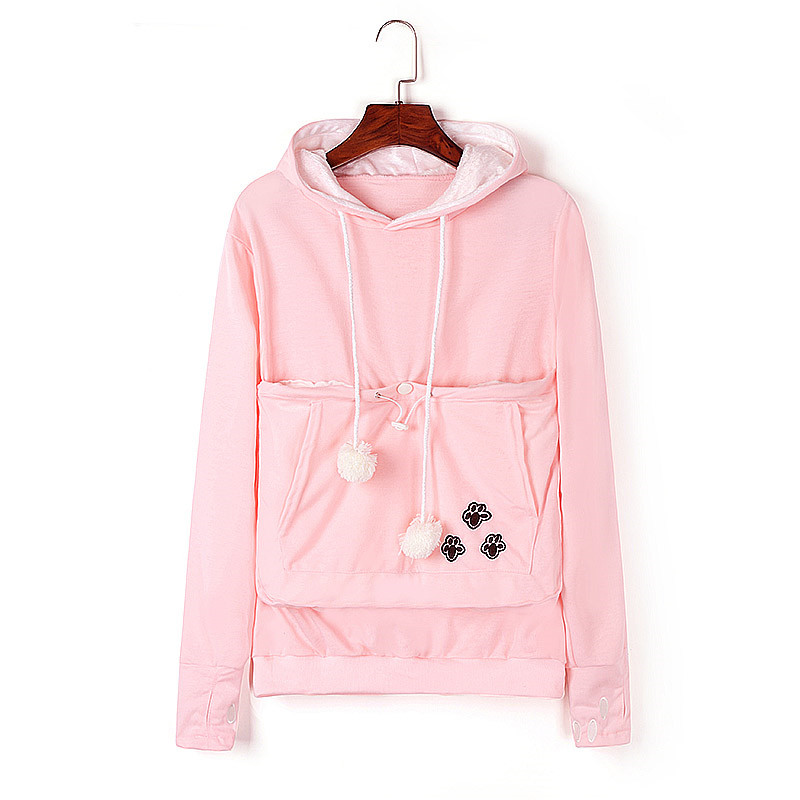 Nook Dog Carrier Hoodie in Pink — front pouch view