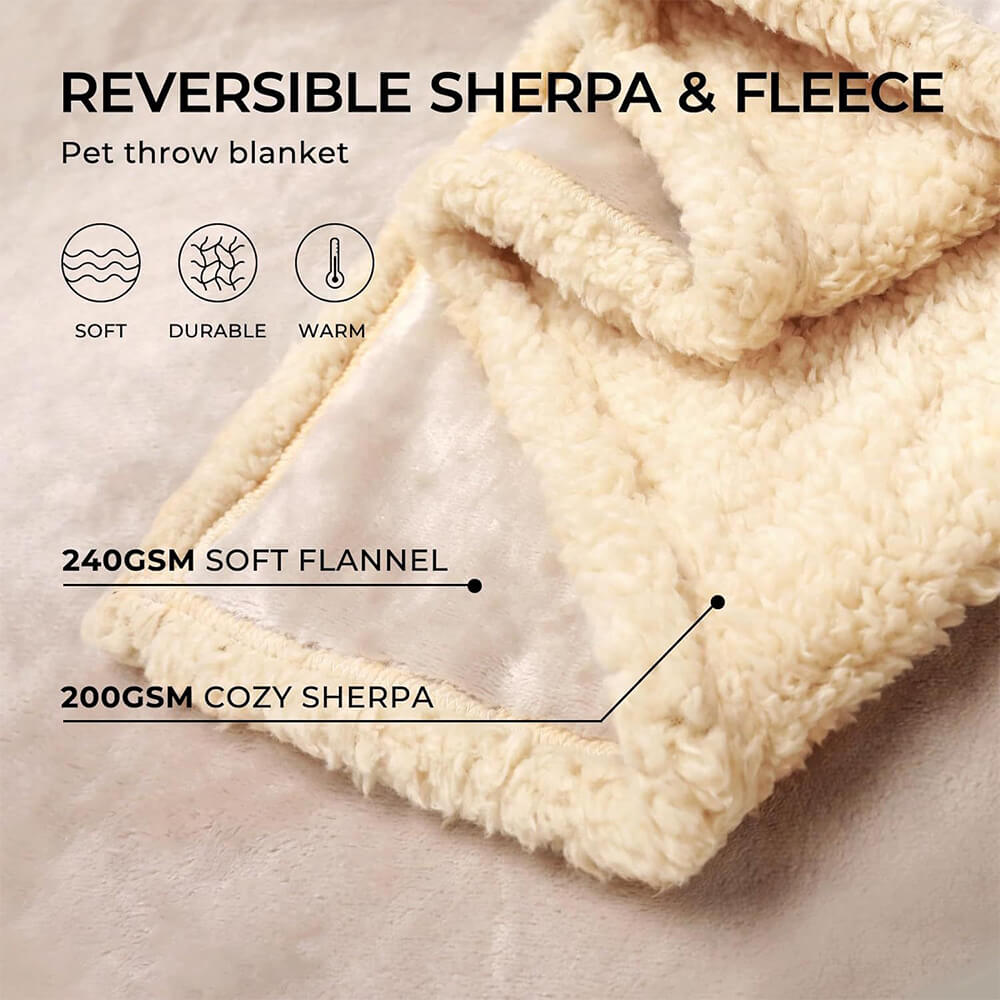 Cabin reversible sherpa and flannel pet blanket