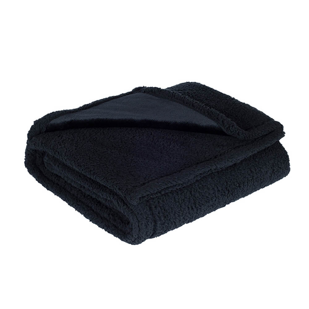 Cabin sherpa dog blanket in Black, folded