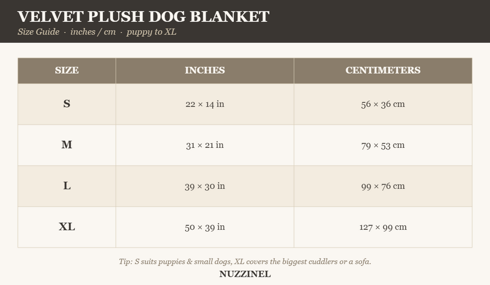 Velvet Plush Dog Blanket — Size guide