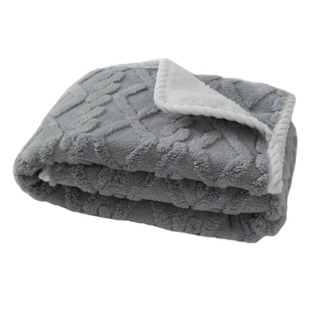 Drift Waterproof Pet Blanket in Gray — folded plush fleece blanket with sherpa backing