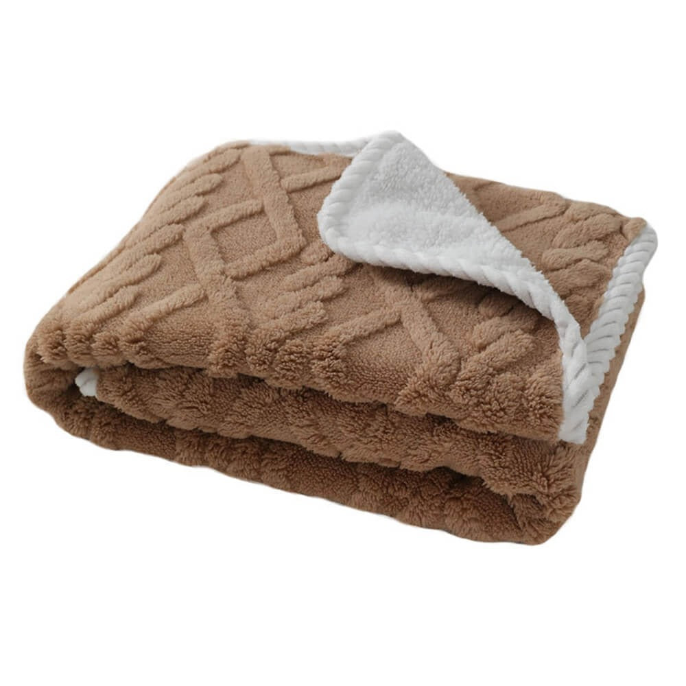 Drift Waterproof Pet Blanket in Khaki — folded plush fleece blanket with sherpa backing